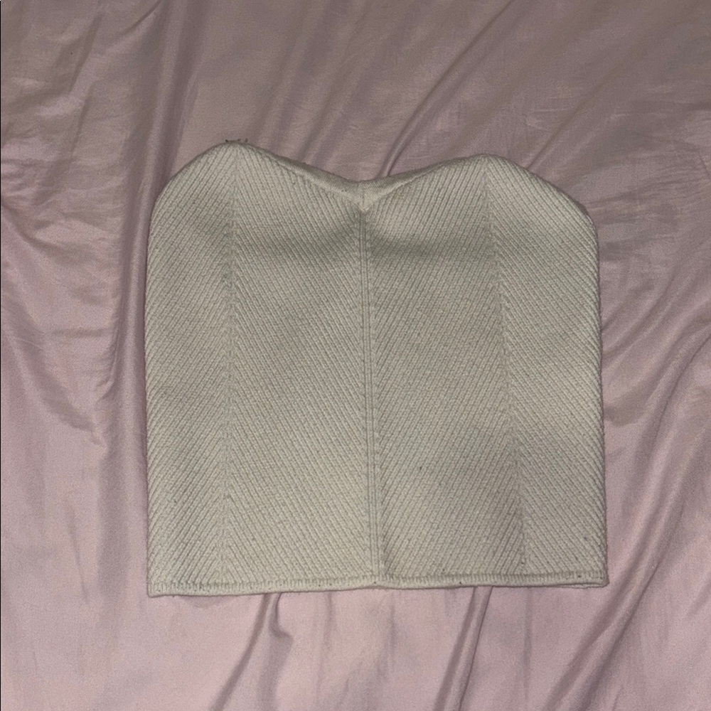 Elegant Cream Knit Tube Top